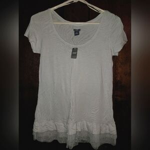 NWT Aerie Light Grey Tee with Tulle
